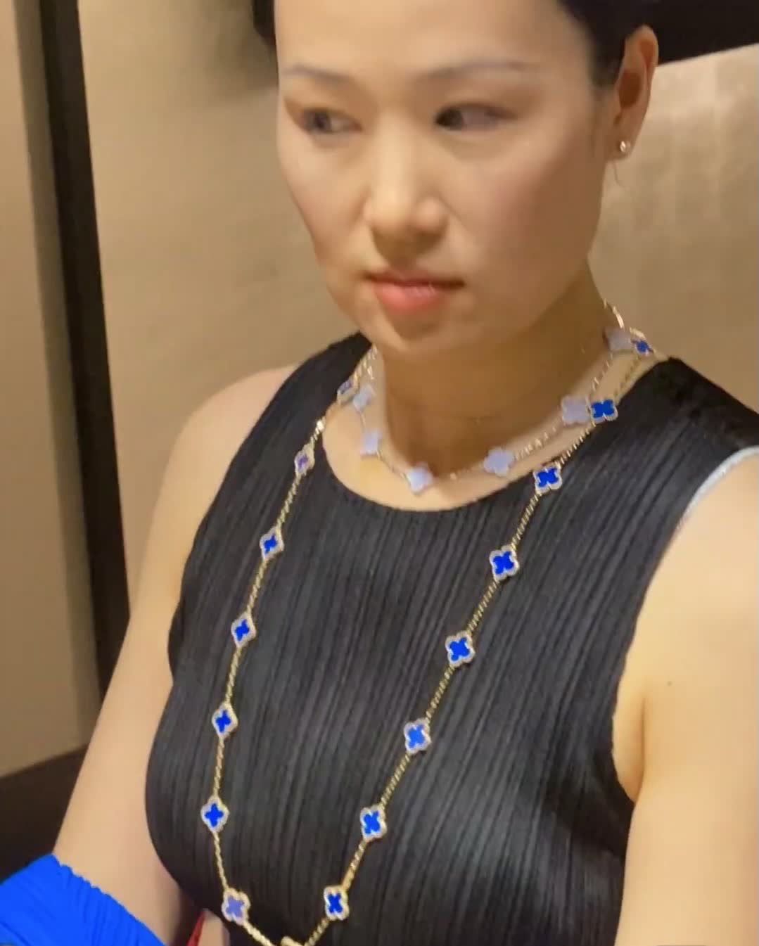 Van Cleef & Arpels Vintage Alhambra Blue Enamel Gold Necklace Van Cleef & Arpels Vintage Alhambra Blue Enamel Gold Necklace